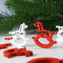 Новогодний декор "Лошадка" 10*20мм арт.91894 красный/белый