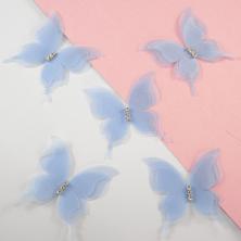 Аппликация "Бабочка" со стразами 50*50мм 3D шифон арт.SF-6120