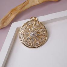 Подвеска со страз."Притяжение солнца" 25*30мм ИВ-1094 латунь (покр.зол.18К)