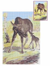 ДК-266 "Лосиха с лосенком" Схема для вышивания "Домашняя коллекция" А3 145*235кл