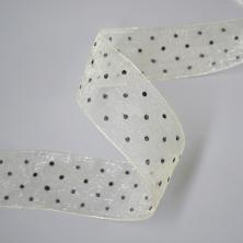 Лента капрон в горошек 25мм арт.5232082 ванильный/черный