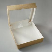 Коробка крафт 20*20*4,5см с окошком арт.604-304 натуральный