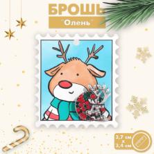 Брошь "Олень" 34*37мм арт.9618595 серебро/ассорти