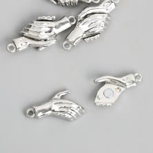 Замок магнитный для парных кулонов и браслетов 32*12мм "Руки" арт.9767091 серебро