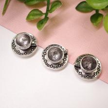 Миниатюра металл "Чашка с блюдцем" 14*8мм ИВ-659/1 серебро