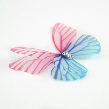 Бабочки шифоновые 45*35мм со стразами 2D арт.SF-4483 розовый/голубой-12