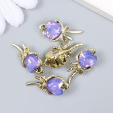 Подвеска "Сердце" 23*13мм арт.9369474 золото/фиолетовый