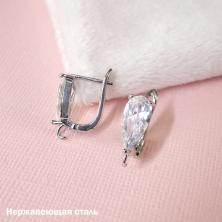 Заготовка для серег англ.застежкой "Капля" Crystal нерж. сталь 16мм арт.ИВ-934 никель