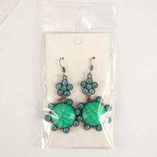 Серьги арт.ACI-2259 01-черный/зел.бирюза