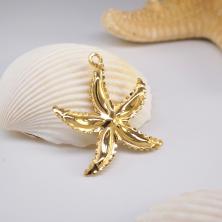 Подвеска с натуральным перламутром "Морская звезда" 24*26мм арт.ИВ-792 золото