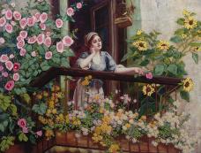 PANNA арт.ЖК-2032 "Задумчивый момент" Набор для вышивания мулине и лентами 30,5*23см