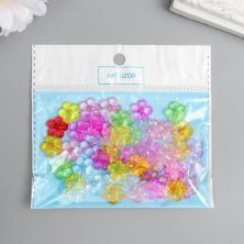 Бусины акрил "Цветок" 9*9*3мм арт.2985566 ассорти (50шт)