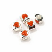 Бусины металл для "Pandora"  7*10мм с эмалью арт.PN-F58 оранжевый