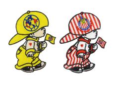 Термоаппликация "Мальчик с флагом" 97*70мм арт.413/414 ассорти