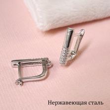 Заготовка для серег англ.застежкой со стразами нерж. сталь 16мм арт.ИВ-430 никель