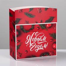 Коробка-пакет 23*18*11см "С новым годом!" арт.4295837 красный