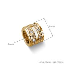 Бусины нерж.сталь со страз. 7*6мм отв.5мм ИВ-957 зол.