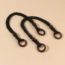 Ручка для сумки вощеный шнур/дерево 48*3см арт.9176938 черный