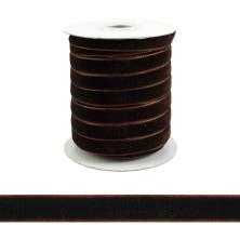 Лента бархатная 10мм арт.ФУ-0250 т.коричневый