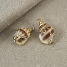 Подвеска "Ракушка" 20-25мм арт.301-755 золото/коричневый/бежевый