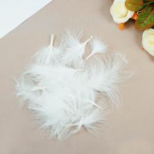 Перо индейки марабу 6-10см арт.PLU-03 белый (3гр-20шт)