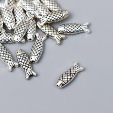 Разделители для бусин металл  5*15мм "Рыбка" арт.7006407 серебро (15шт)
