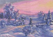 PS/ПС-1198 "Зимняя речка" Набор для вышивания мулине PANNA  42,5*30см