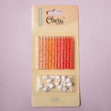 Свеча для торта с блестк. 6см с держат. арт.803201 красн.микс (12шт)