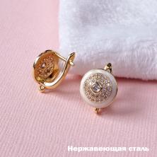 Заготовка для серег англ.застежкой со стразами нерж. сталь 15мм арт.ИВ-876 золото