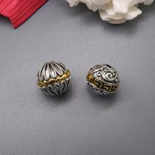 Бусины металл 12мм/11,5мм арт.ИВ-505 никель/золото