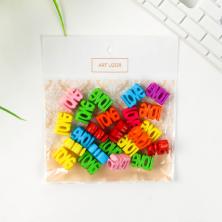 Бусины акрил "Love" 17*10*7мм отв-е 4мм арт.3775409 ассорти (25шт)