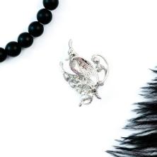 Брошь "Бабочка" со стразами арт.LS-1224 серебро