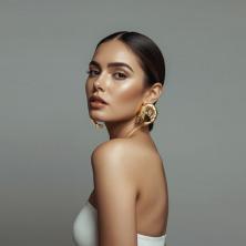 Серьги со страз. "Креветки" 3*4см металл нерж.сталь арт.ИВ-1030 зол.