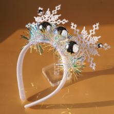 Ободок д/волос пластик 8см арт.ФУ-11967"Снежинки"бел.