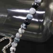 Бусины "Агат" 8мм 37см арт.SF-7591 т.серый микс (48бусин-37см)