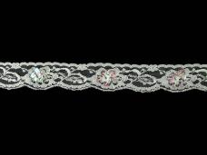 Кружево капрон  30мм с пайетками арт.CLA-1462 белый