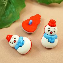 Пуговица "Снеговик" 28*15мм арт.7707109 белый/красный/синий (6шт)