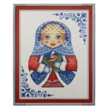 Набор для вышивания мулине и бисером PANNA арт.NM/НМ-1758 "Русская матрешка. Зима" 22*29см