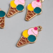 Подвеска "Мороженое" 12*25мм арт.4645704 золото/микс