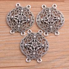 Коннектор "Цветок ажурный" 37,5*31,5мм отв-е 2мм арт.ИВ-229 ант.серебро