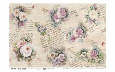 Бумага рисовая 50*70см "Розы-ноты-сирень" арт.92015