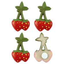 Клубника 23*38мм на липучке полимер арт.7713779 красный/зеленый (4шт)