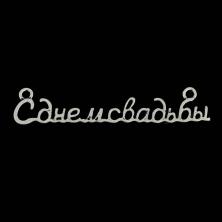Декоративный элемент металл "С днем свадьбы" 6*1см арт.1409440 серебро