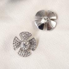 Пуговица со стразами 20мм арт.KN-083 серебро