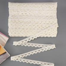 Кружево лен  12мм арт.0022 белый/золото