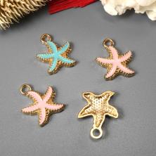 Подвеска "Морская звезда" 15*18мм эмаль арт.ИВ-515 микс/золото