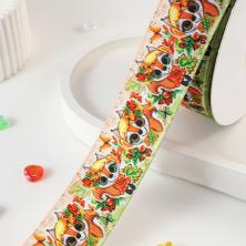 Лента репсовая 25мм "Белочка с листиками" арт.SF-6131 ассорти