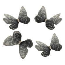 Бабочки шифоновые 30*25мм со стразами 2D арт.SF-4484 серый/черный-7