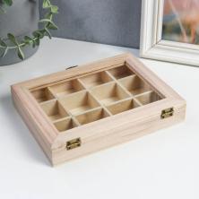 Шкатулка дерево "Прямоугольная" 15*19*3,5см 12 отделений арт.1062540