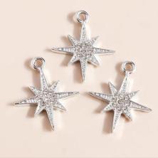 Подвеска "Звезда" со стразами 21*24мм арт.ИВ-84 серебро